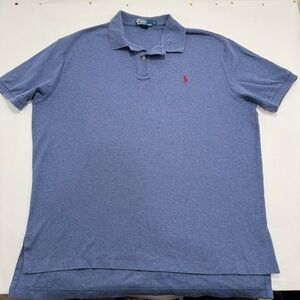 Large Polo by Ralph Lauren Men's Heather Blue Polo Shirt